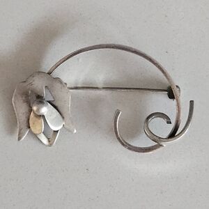 Vintage Abstract MCM Beau Sterling Silver Dog Brooch